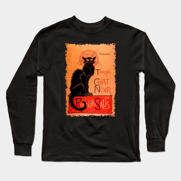 Le Chat Noir Vintage French Poster Design Long Sleeve T-Shirt by Samuel John